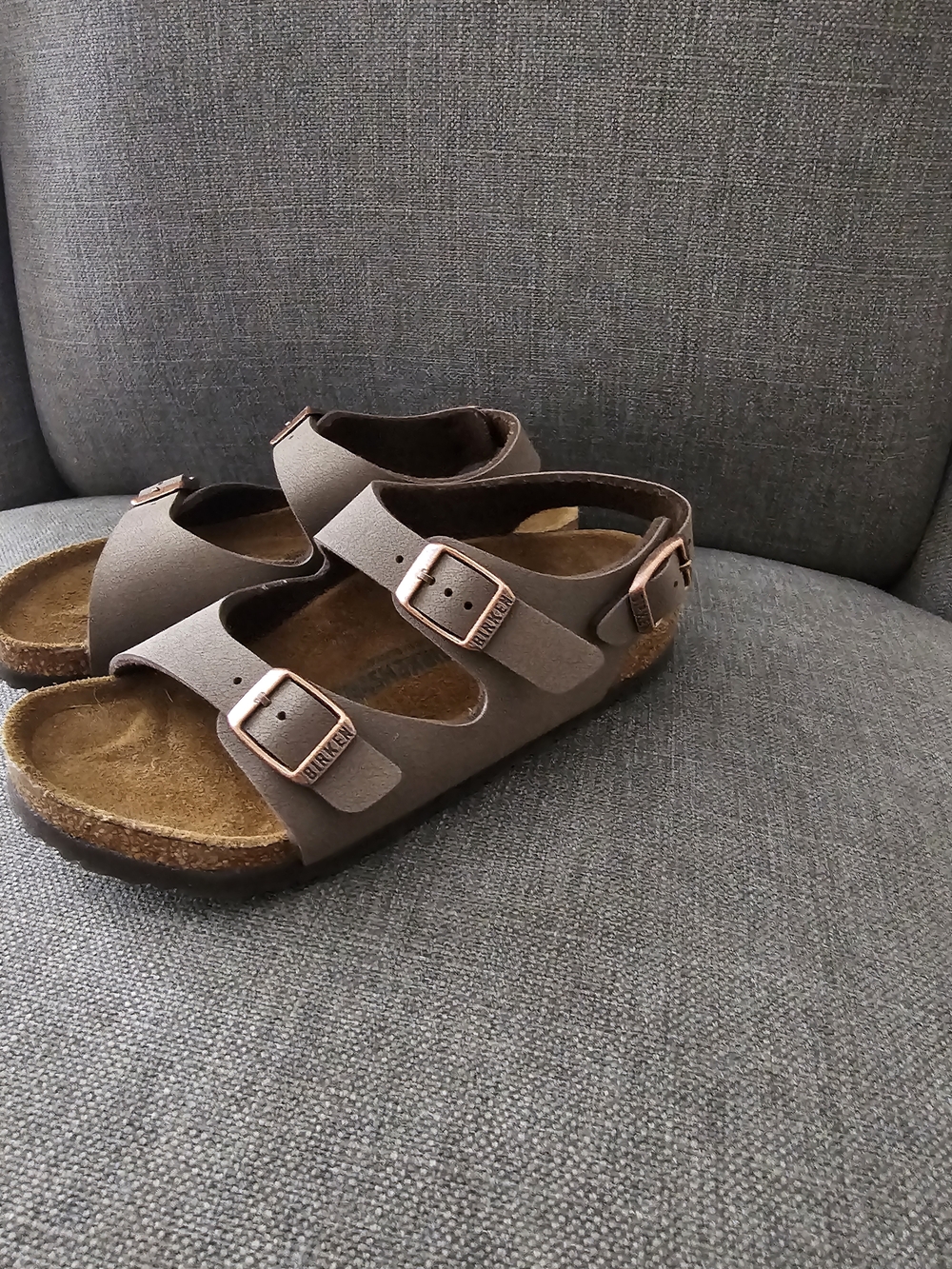 Kids Brown Adjustable Double-Strap Sandals with Copper Buckles